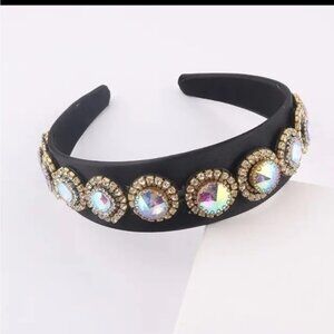 Black Luxury Baroque Crystal Rhinestone Statement  Headband